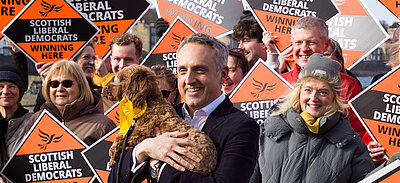Alex Cole-Hamilton at the 2026 Scottish Lib Dem campaign launch